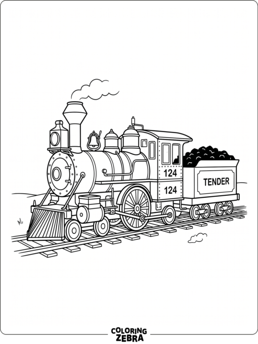 Old steam locomotive with large wheels and coal tender