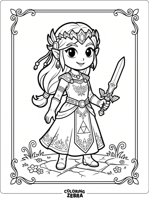 Toon Zelda with a small sword and round eyes