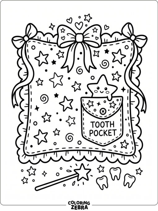 A tooth fairy pillow with a small pocket