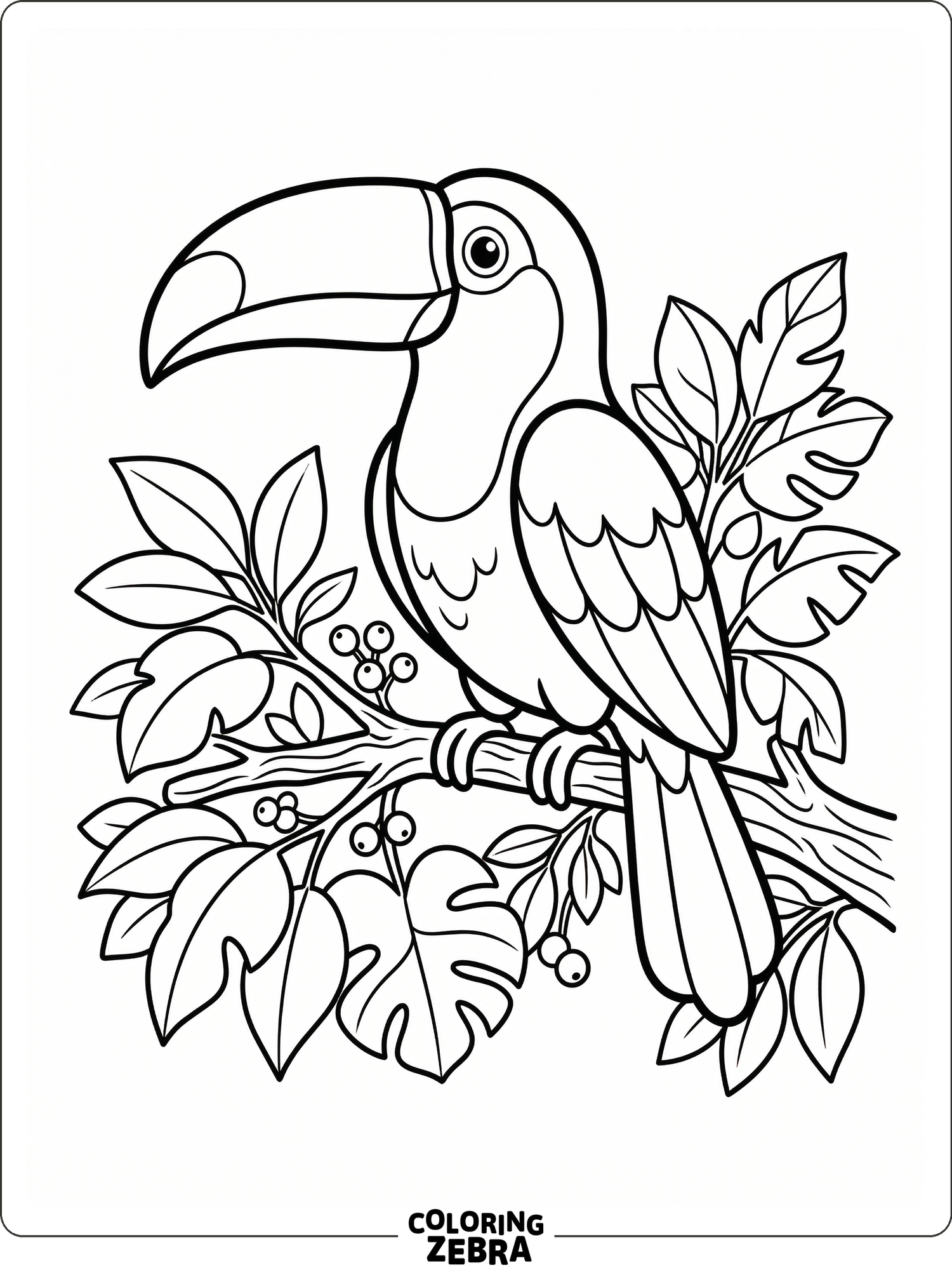 A toucan perched on a branch with a curved beak