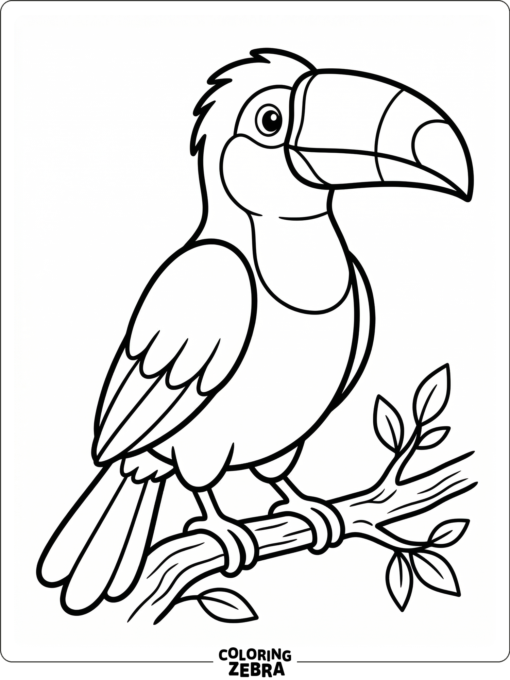 A toucan in a clean outline with clear beak details