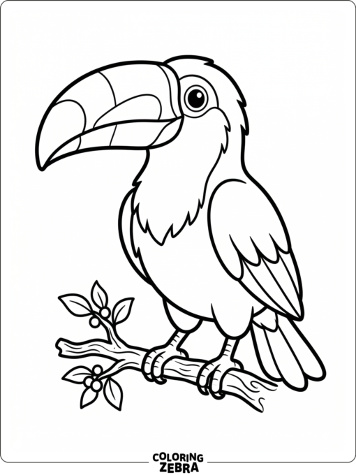 A bold toucan outline on a blank background