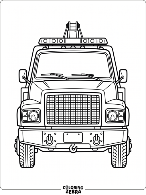 A tow truck seen from the front with roof lights
