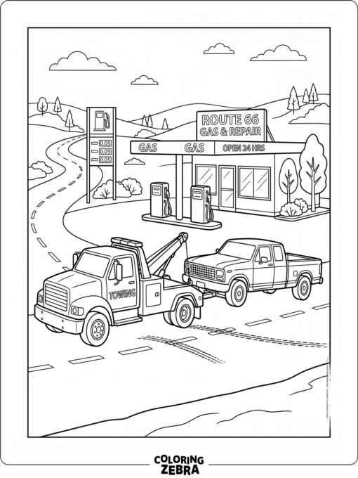 A pickup truck parked near a barn and hay bales