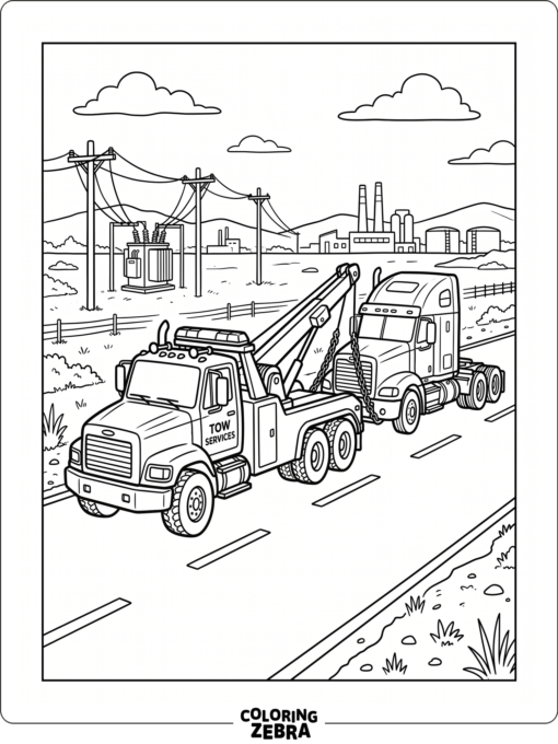 A semi truck with a long trailer on the highway