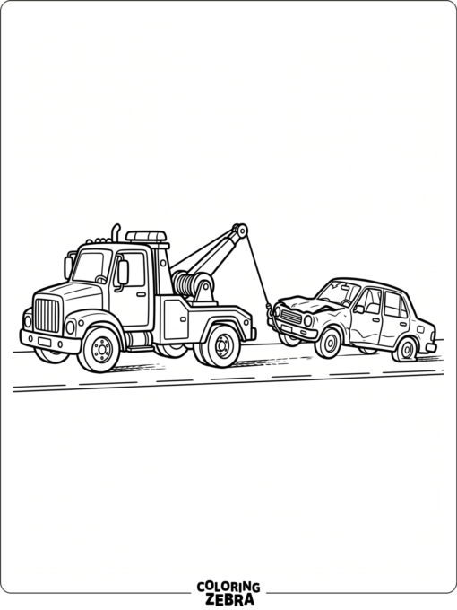 A tow truck with a winch cable pulling a sedan