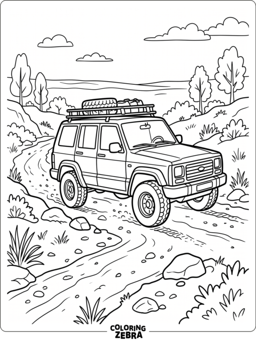 A Toyota 4Runner SUV on a dirt trail with rocks