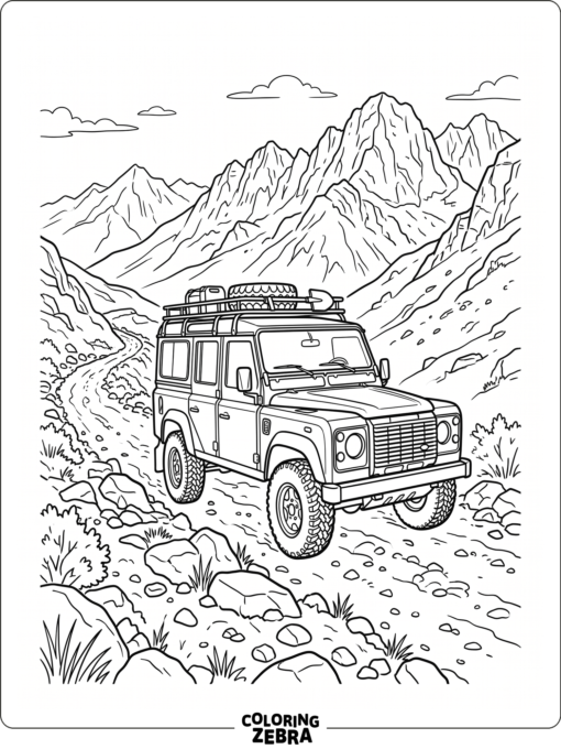 A boxy SUV on a rocky trail