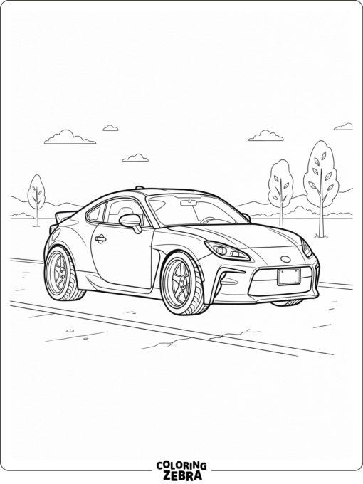 A Toyota GR86 coupe with wide wheels