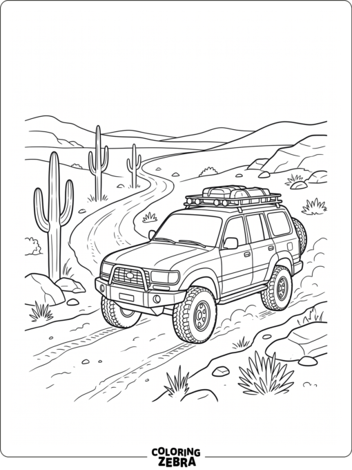 A Toyota Land Cruiser driving on a desert path