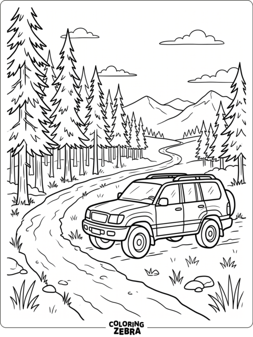 A Toyota Sequoia SUV parked near pine trees
