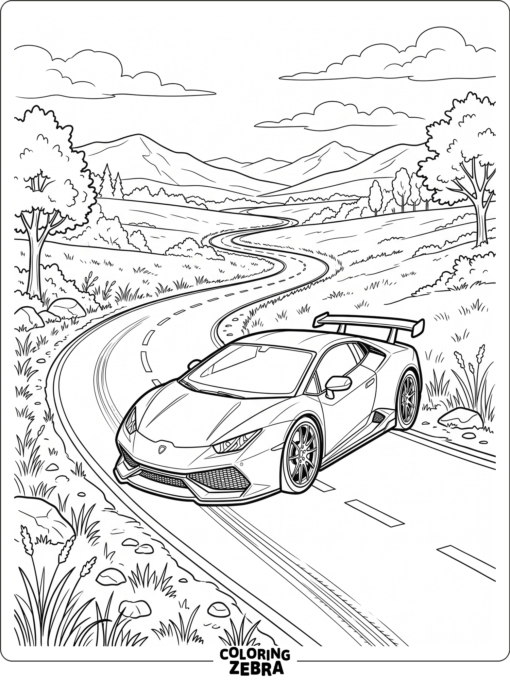 A low Toyota Supra with a spoiler on a winding road