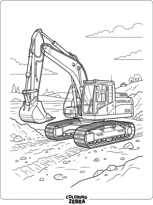 An excavator with tracks on a simple worksite