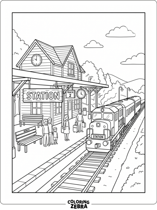 A passenger train arriving at a station