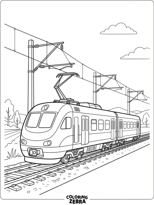Electric train with overhead wire and smooth front