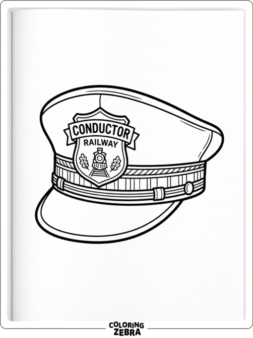 A train conductor hat with a badge