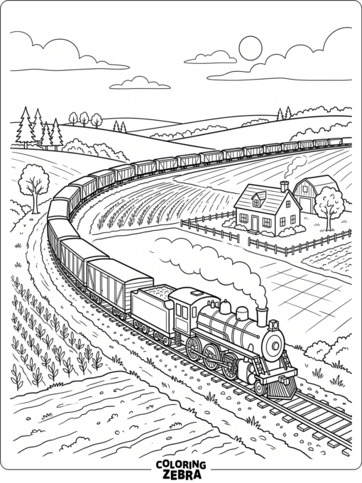 A train moving through the countryside