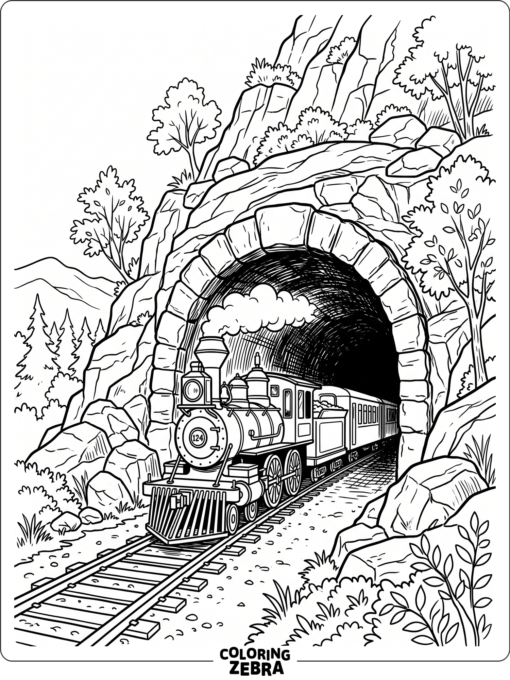 A train heading into a tunnel entrance