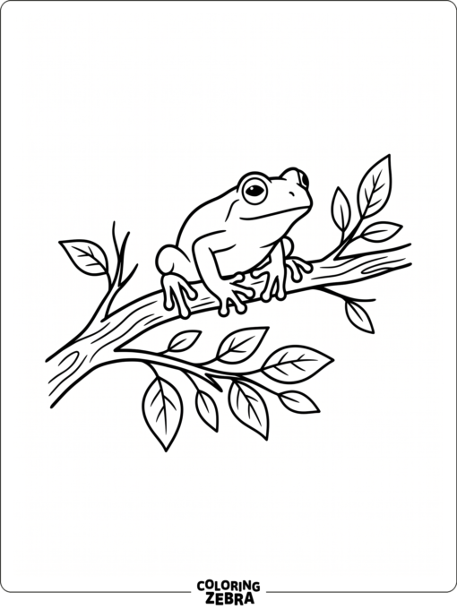 A small tree frog perched on a leafy branch
