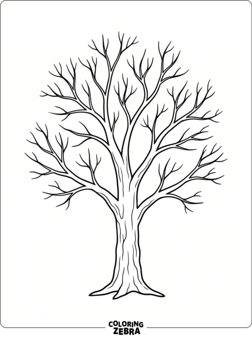 A plain tree outline with simple branches and no leaves