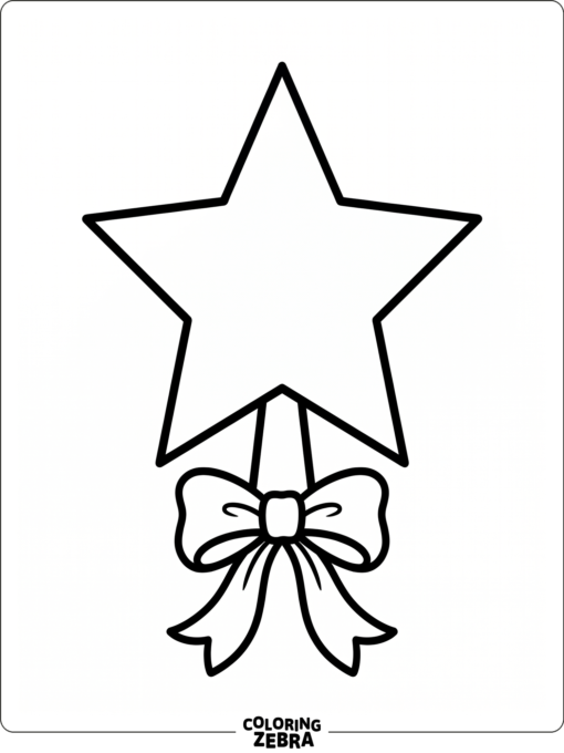 A star-shaped tree topper with a ribbon base