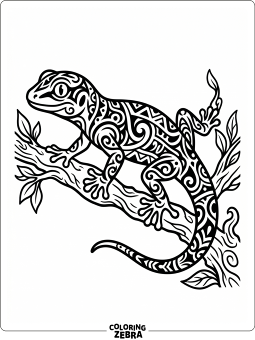 A gecko with bold tribal style markings