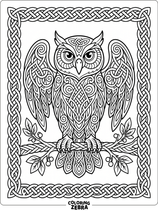 An owl with tribal patterns on its wings