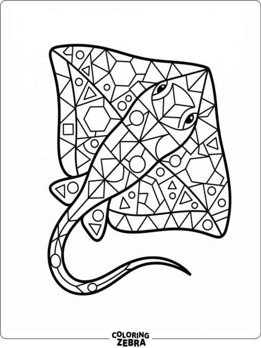 A stingray with mosaic tile patterns