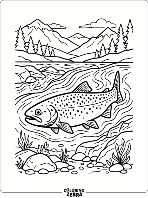 A spotted trout swimming in a clear mountain stream