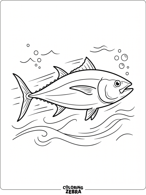 A tuna fish swimming through open ocean water