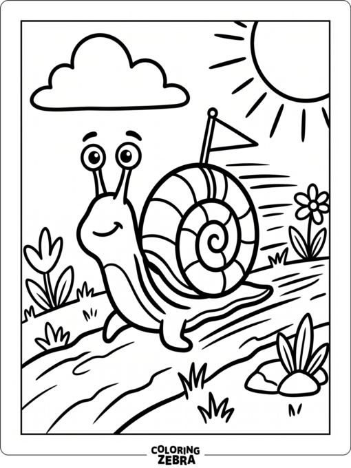 A speedy cartoon snail with motion lines