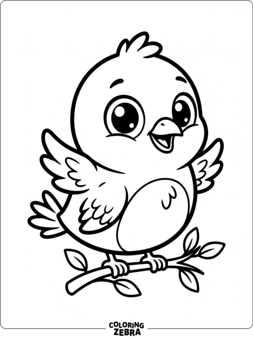 A cute yellow cartoon bird with big eyes