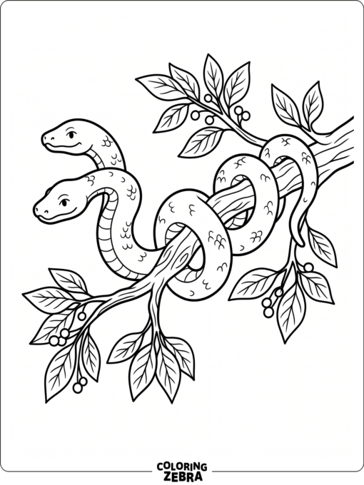 A two-headed snake wrapped around a branch