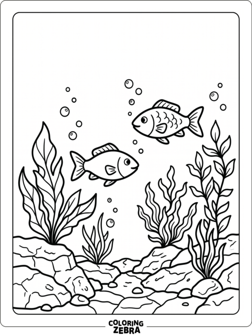 A school of fish swimming through coral