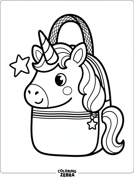 A unicorn-shaped bag with stars and a handle