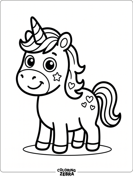 A simple unicorn with rounded shapes for toddlers