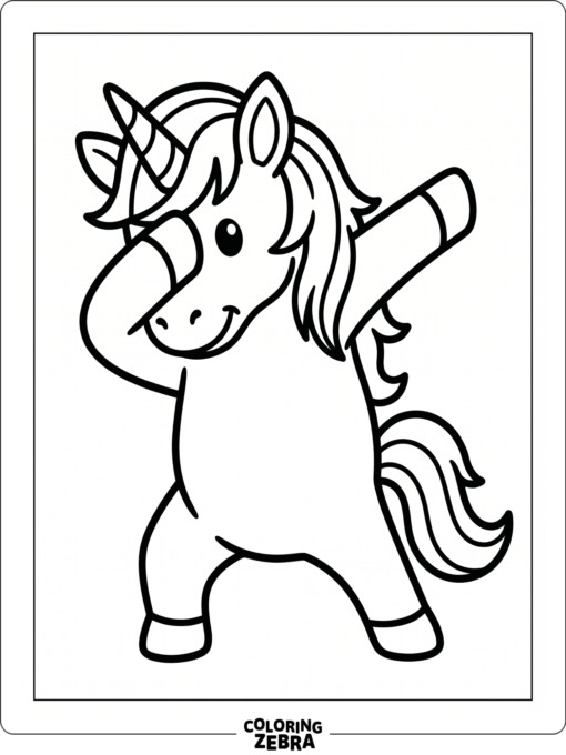 A unicorn striking a dab pose with one hoof raised