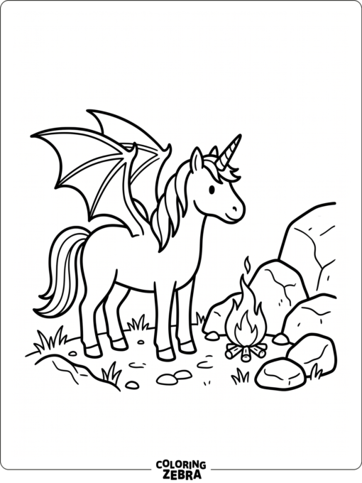 A dragon with a unicorn horn and stars