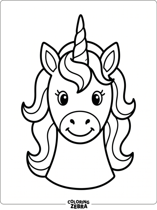 A simple unicorn head with horn and ears