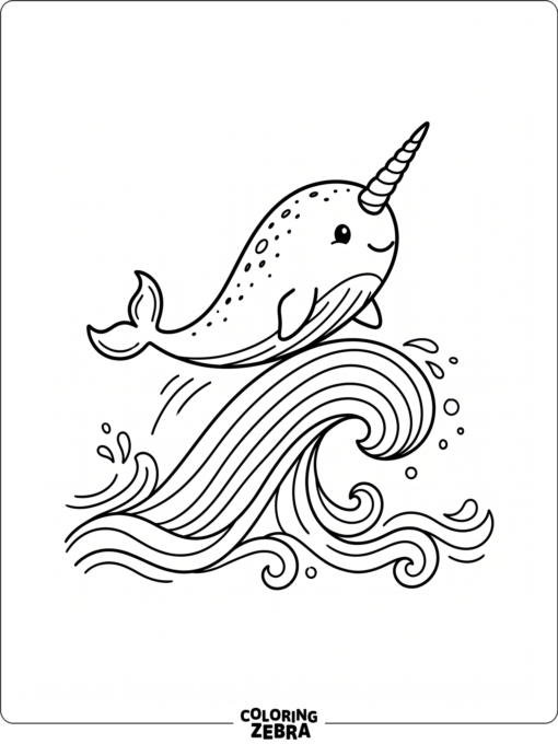 A unicorn narwhal with a spiral horn