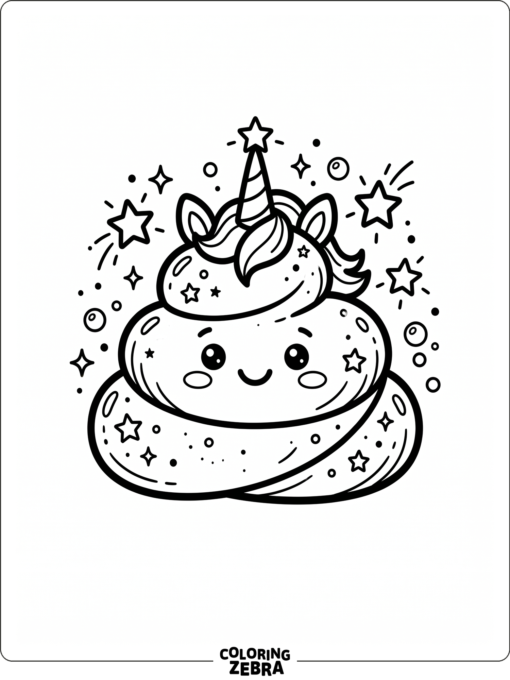 A smiling pile of unicorn poop with sparkles
