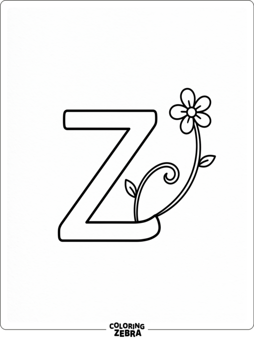 A lowercase z with a flower and curved stem