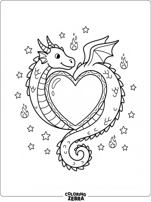 Dragon curled around a heart