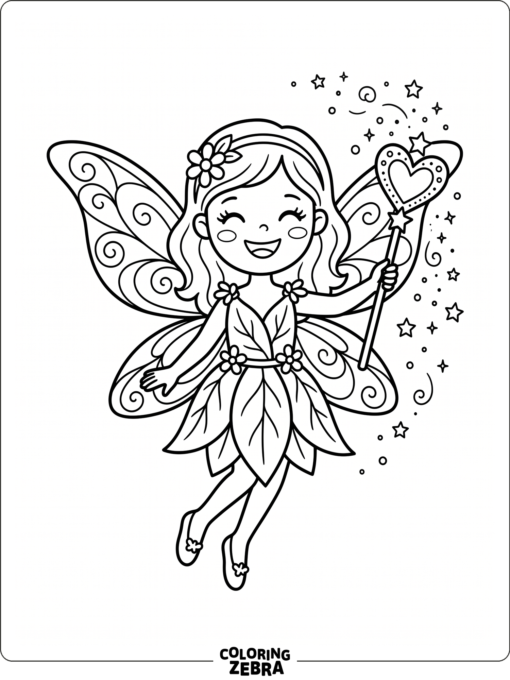 A fairy with wings and a heart wand