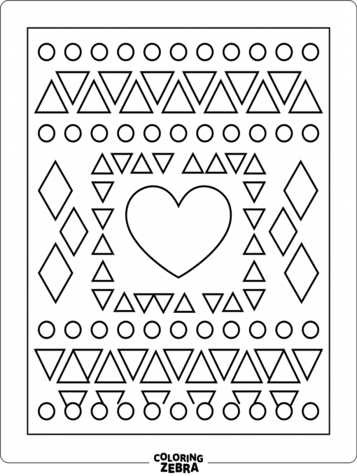 Geometric heart with triangles and circles