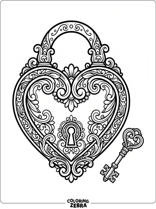 A heart-shaped lock with decorative details