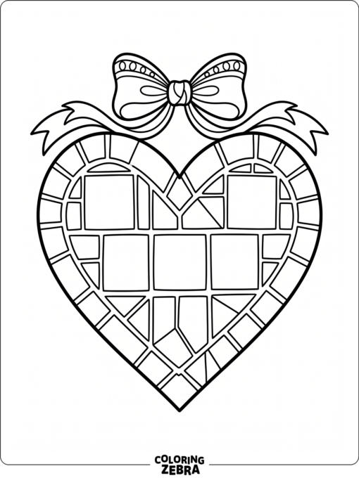 Heart mosaic with a bow and tile pieces