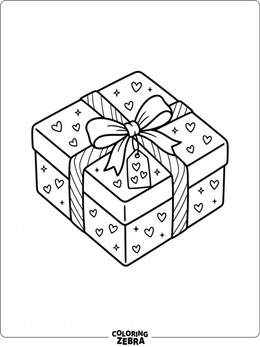 A ribbon-tied chocolate box with little hearts