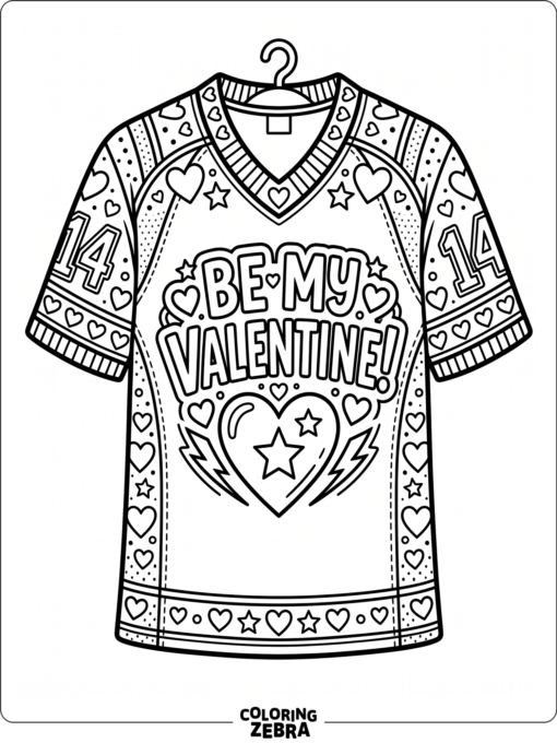 Sports jersey with hearts and a Valentine message