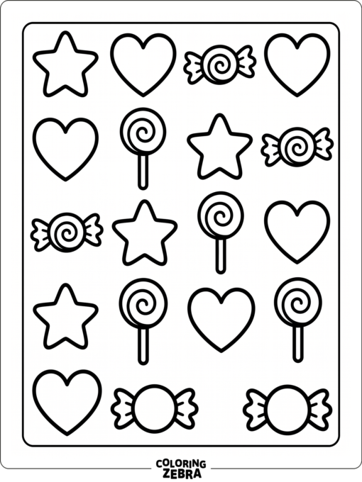 Easy hearts, stars, and candy shapes for kids